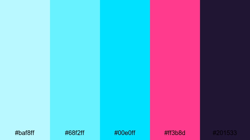 cyber retro arcade light cyan color palette with hex codes