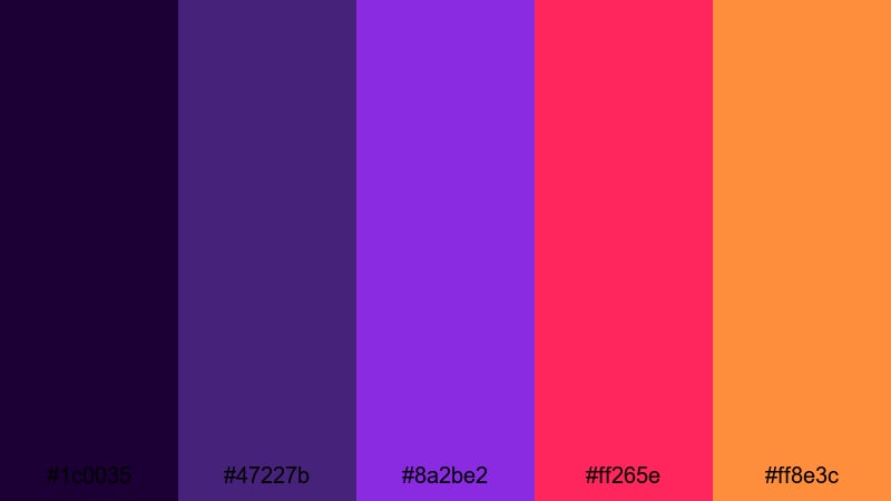 cyber royal inferno purple red color palette with hex codes