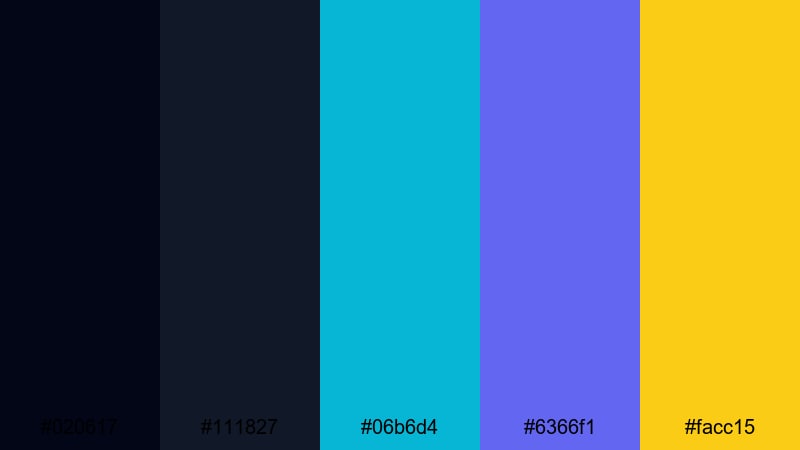 cyber skyline pulse night color palette with hex codes