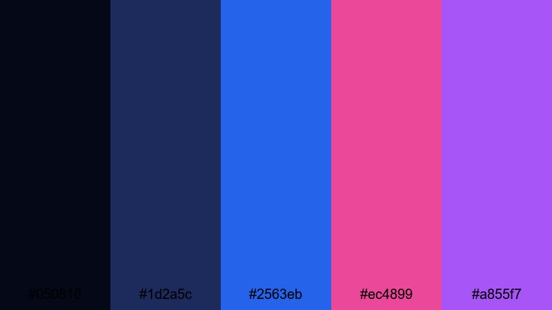 cyber skyline pulse sapphire color palette with hex codes