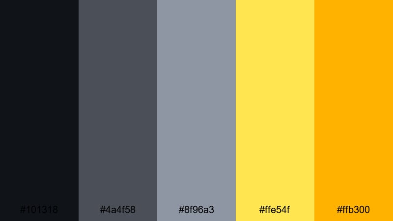 cyber steel highlight yellow gray color palette with hex codes