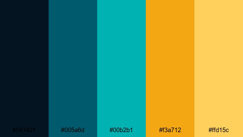 cyber surf titles teal gold color palette with hex codes