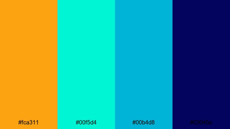 cyber tide rush gold blue green color palette with hex codes