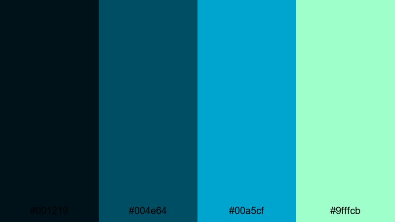cyber wave highlights dark blue green color palette with hex codes