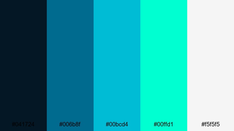 cyber wave rush blue cyan color palette with hex codes