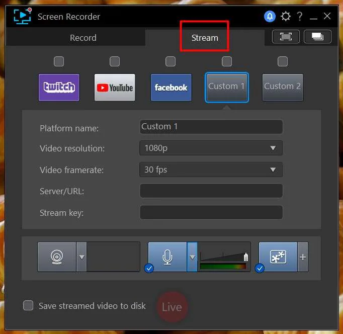 stream with cyberlink screen recorder