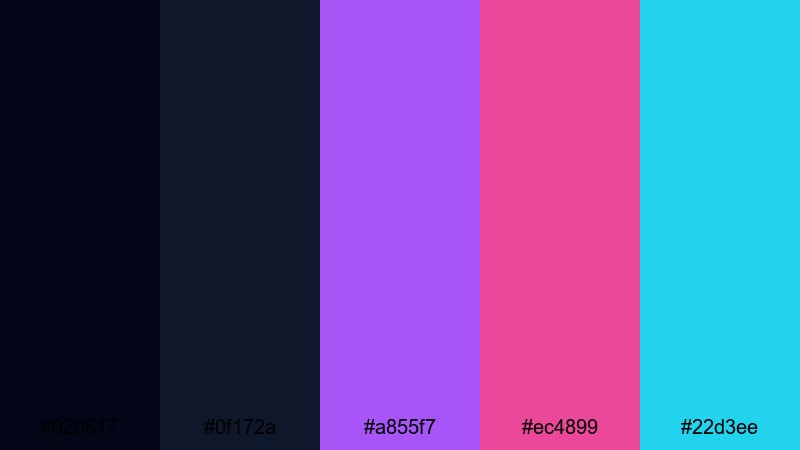 cyberpunk alley contrast color palette with hex codes