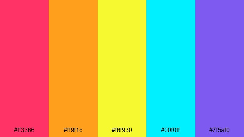 cyberpunk alley rain rainbow color palette with hex codes