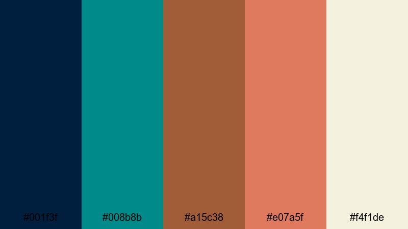 cyberpunk rust tide teal brown color palette with hex codes