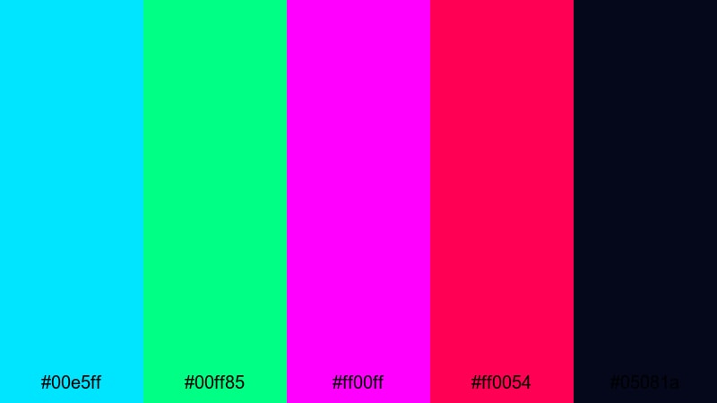 cyberpunk skyline pulse neon color palette with hex codes