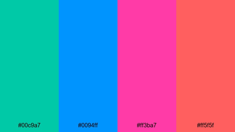 cyberwave arcade glow green blue pink color palette with hex codes