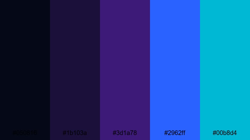 cyberwave nightdrive purple blue color palette with hex codes