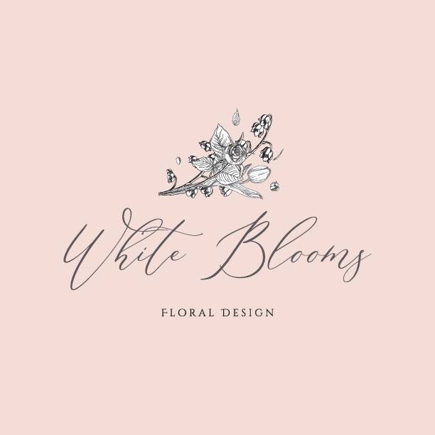 Hand-lettered floral logo with watercolor pastel tones and feminine styling