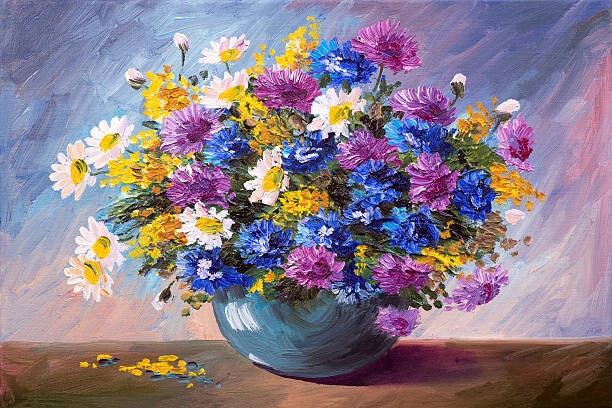 A DALL·E prompt for a bouquet of wildflowers in oil painting.