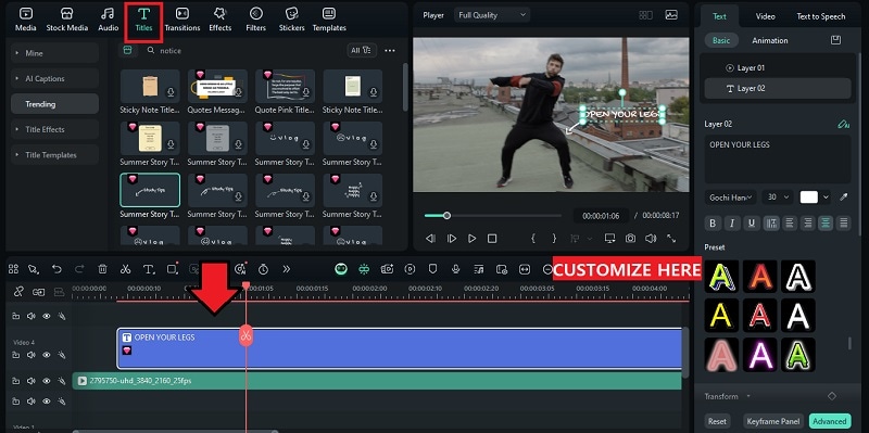 add text overlays to dance video