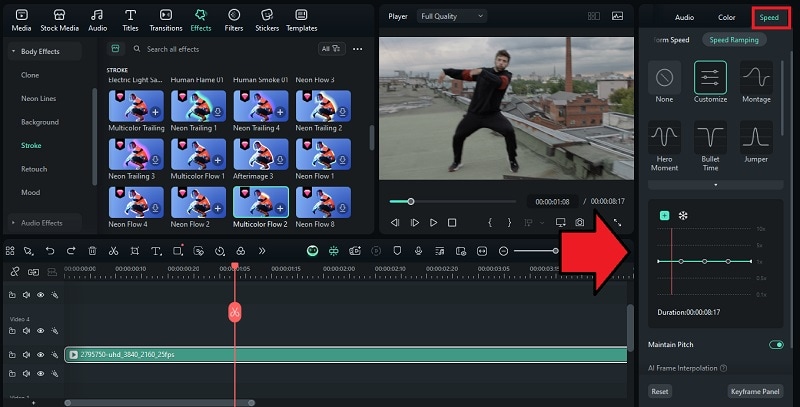 edit dance video with speed ramping
