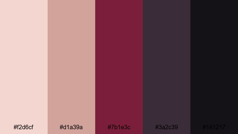 dark ballroom opulence rose gold burgundy color palette with hex codes