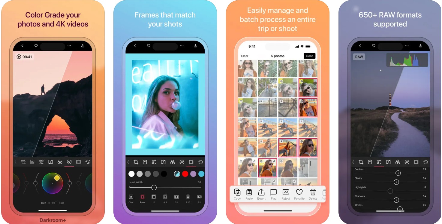 darkroom app features and interface showcase