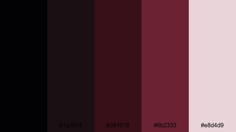 darkroom storytelling black burgundy color palette with hex codes