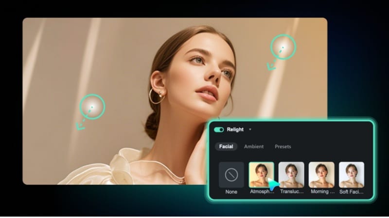 wondershare filmora ai relight feature