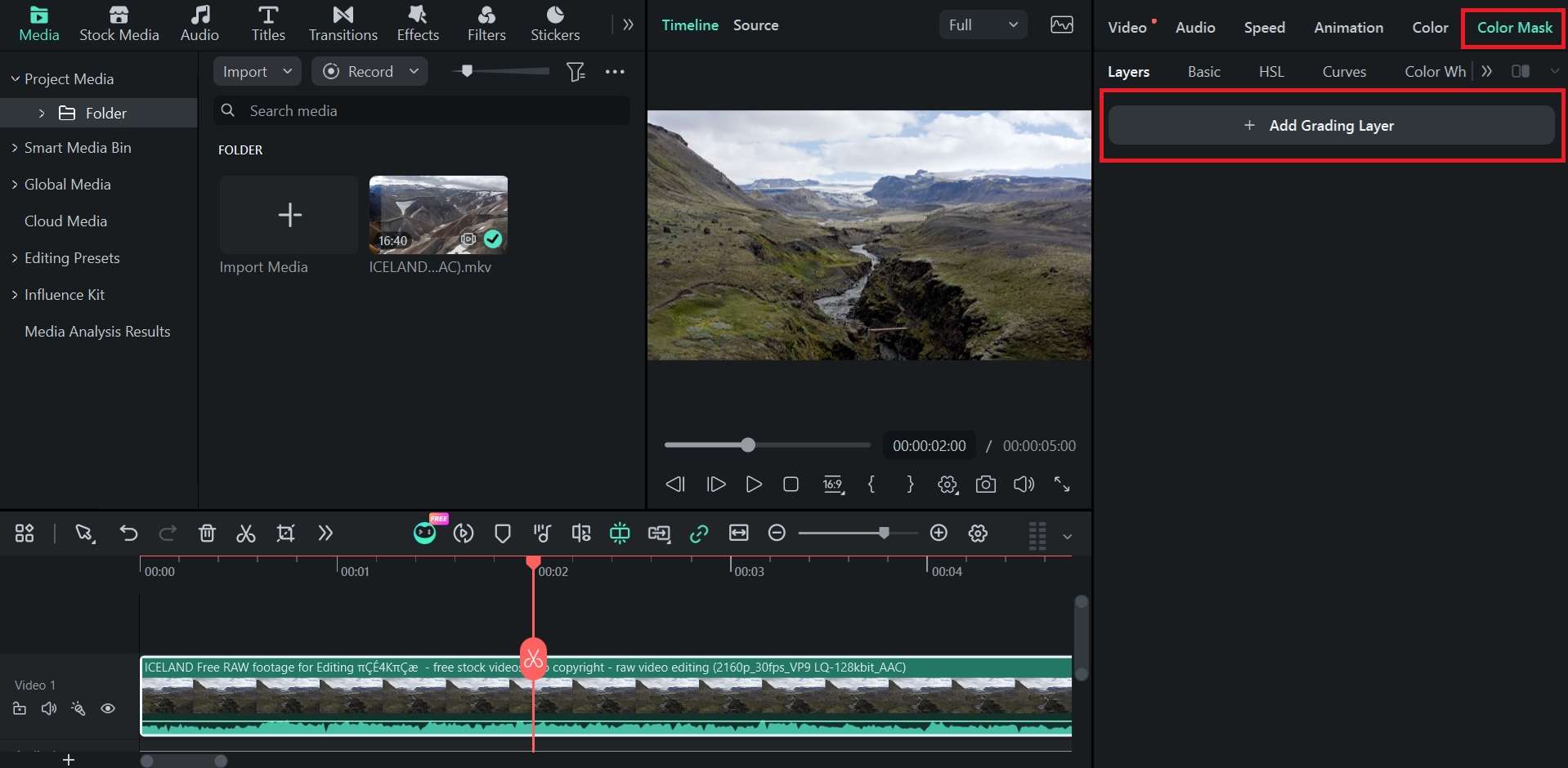 access filmora color match