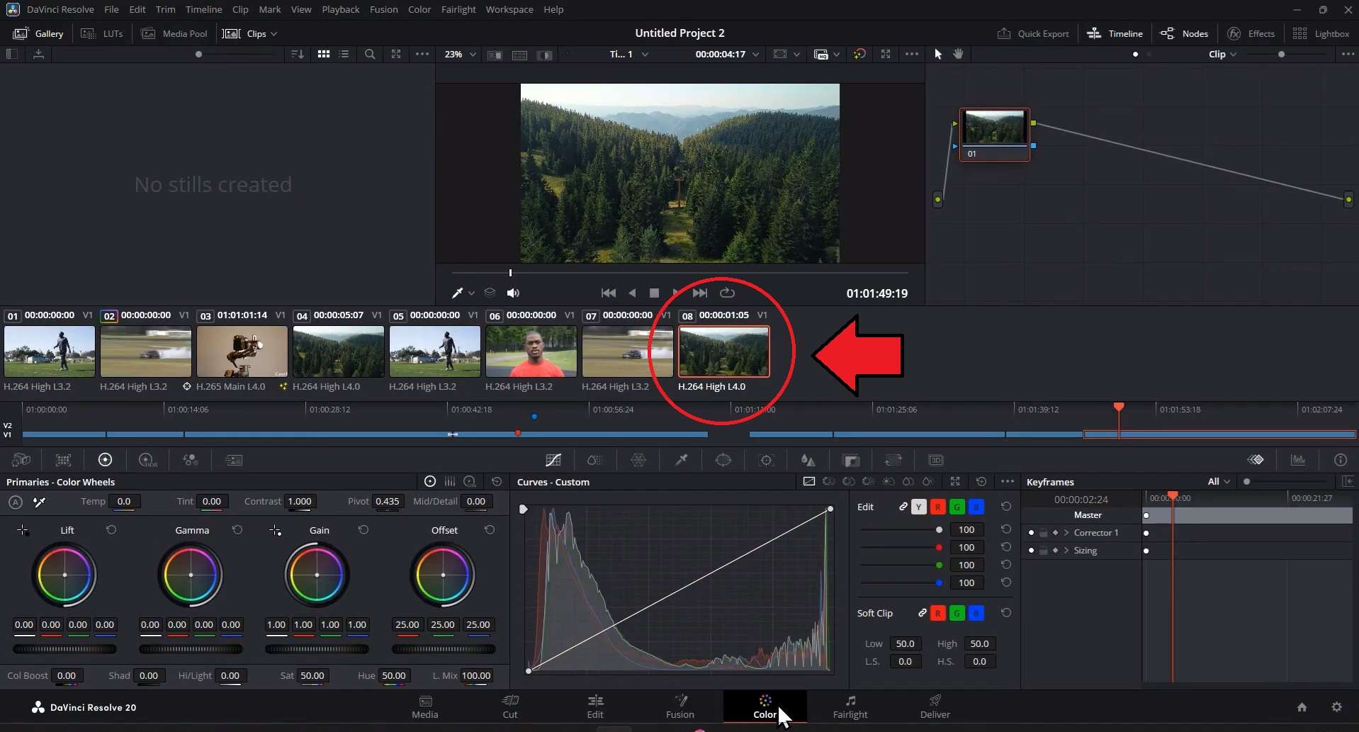 select the clip for edit