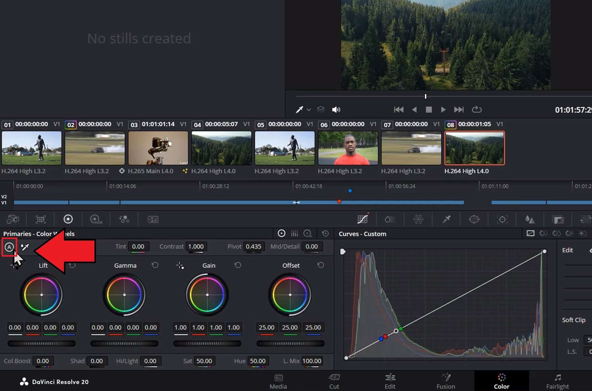 turn on davinci resolve auto color