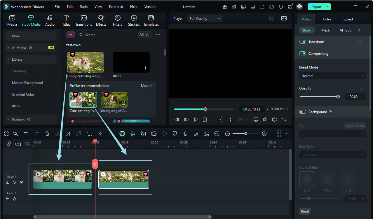 video files on timeline