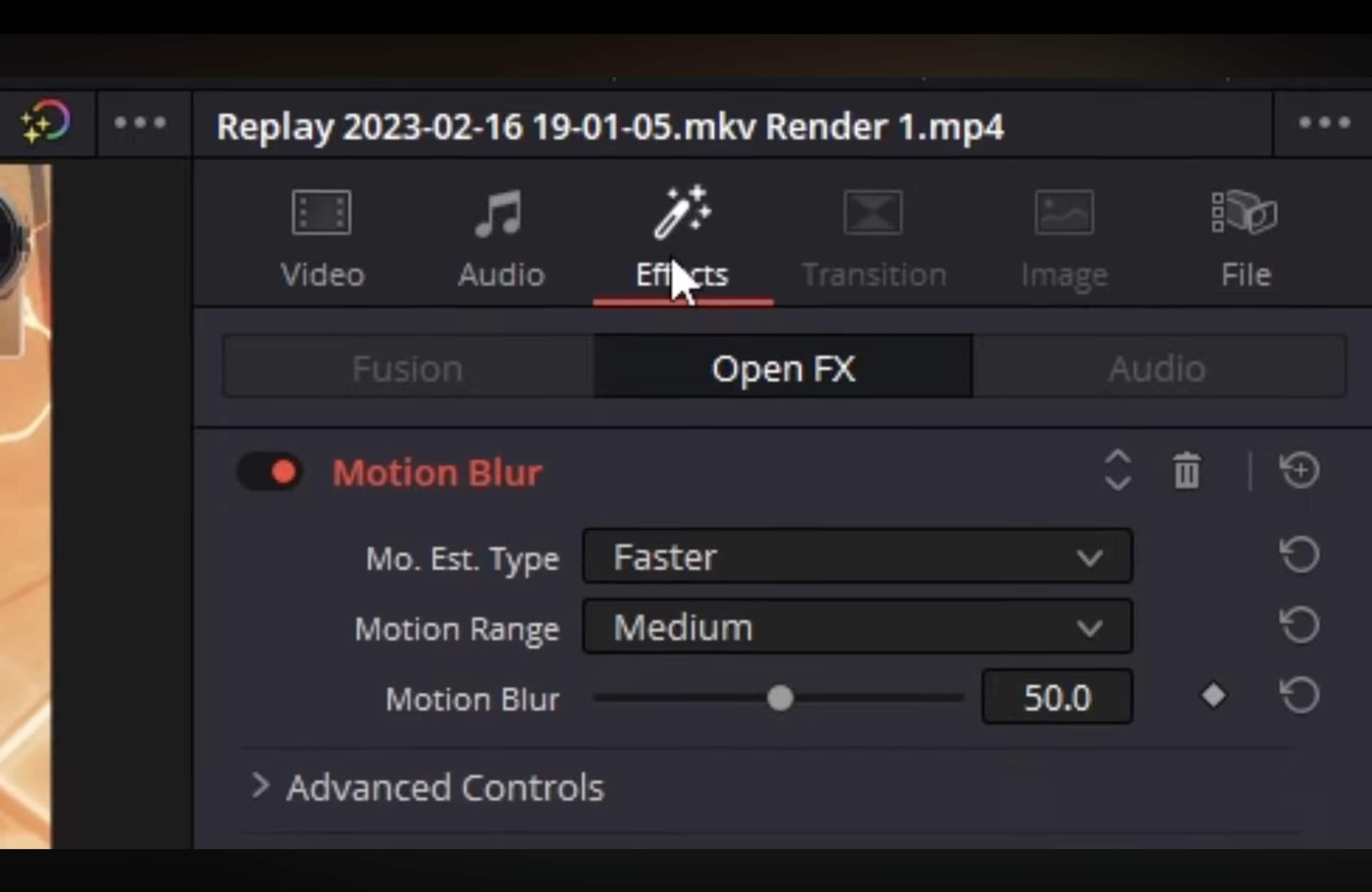 adjust davinci resolve motion blur
