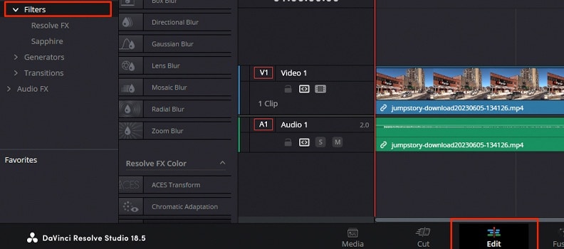 davinci resolve filters edit
