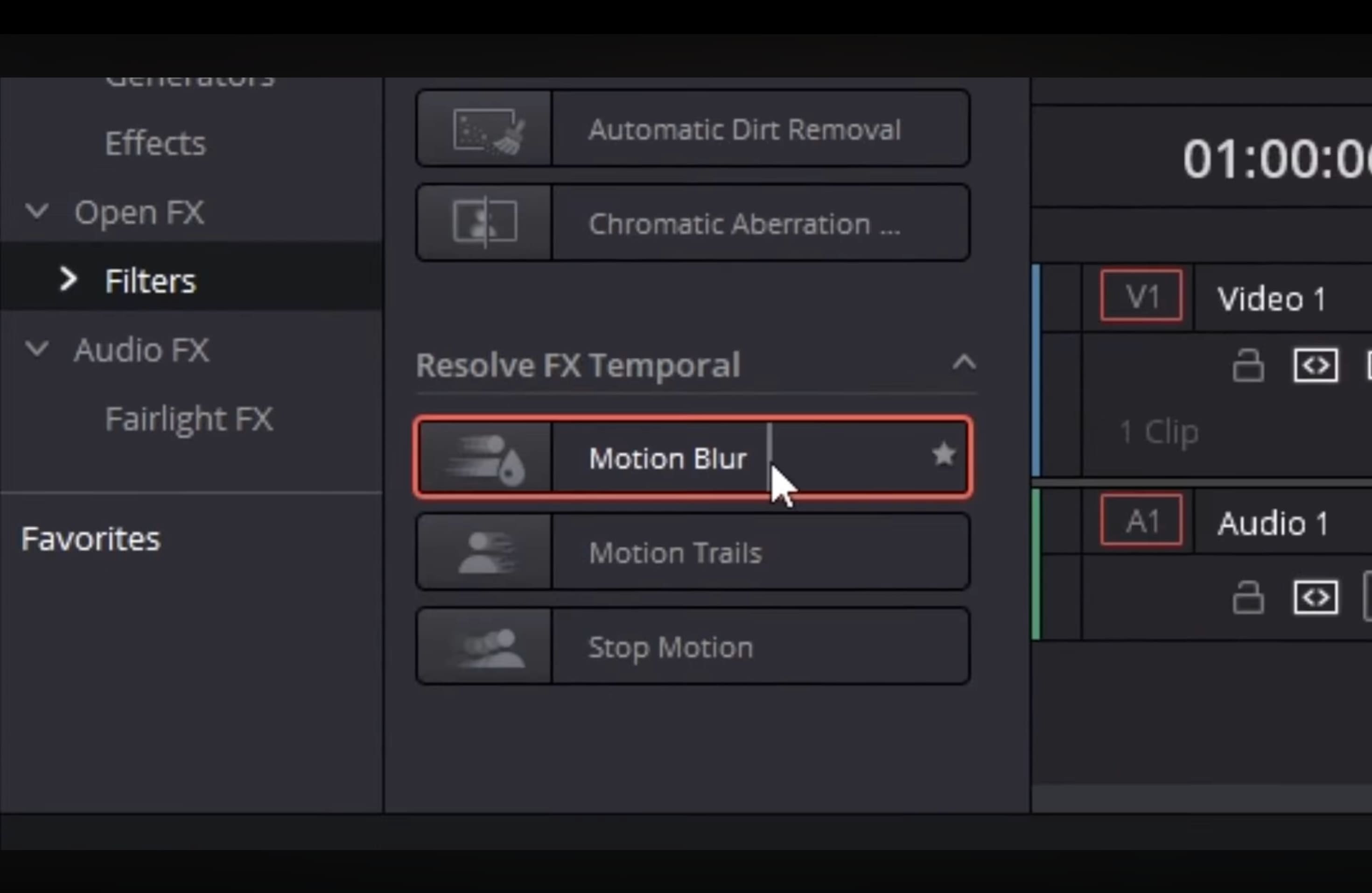 davinci resolve motion blur effect library
