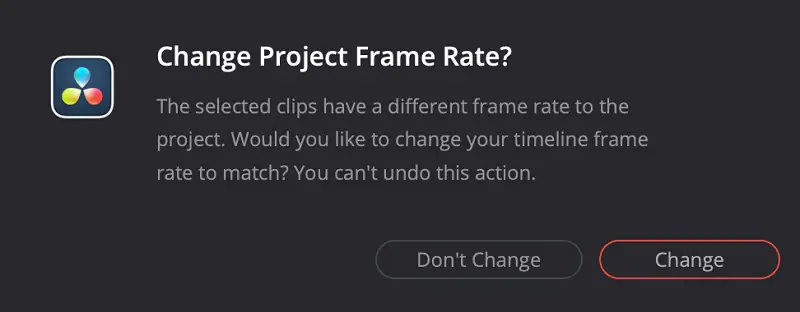 match the project frame rate