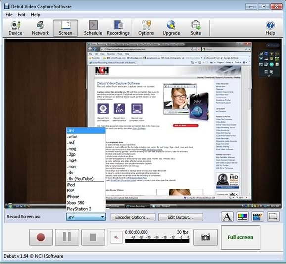 Debut screen capture Webcam recording software