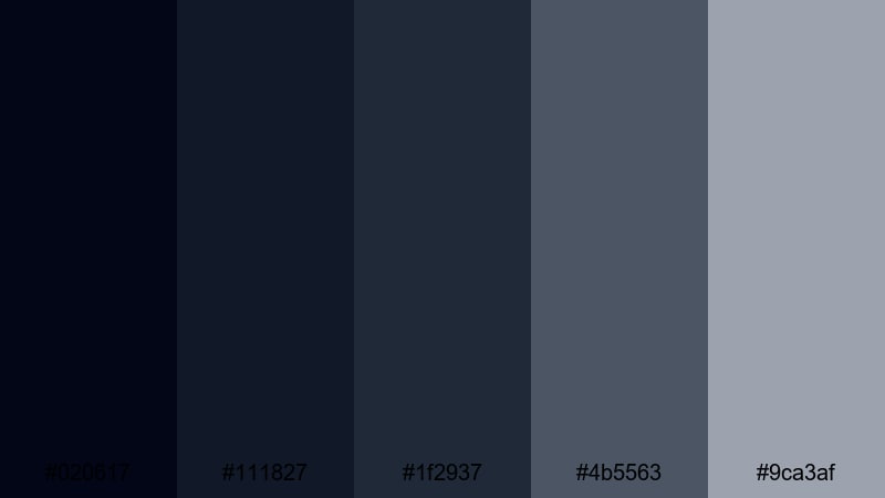 deep atlantic fade gray dark blue color palette with hex codes