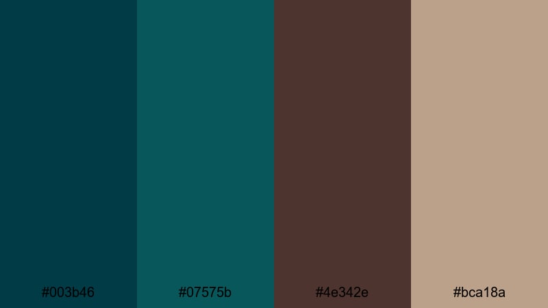 deep canyon echoes blue green brown color palette with hex codes