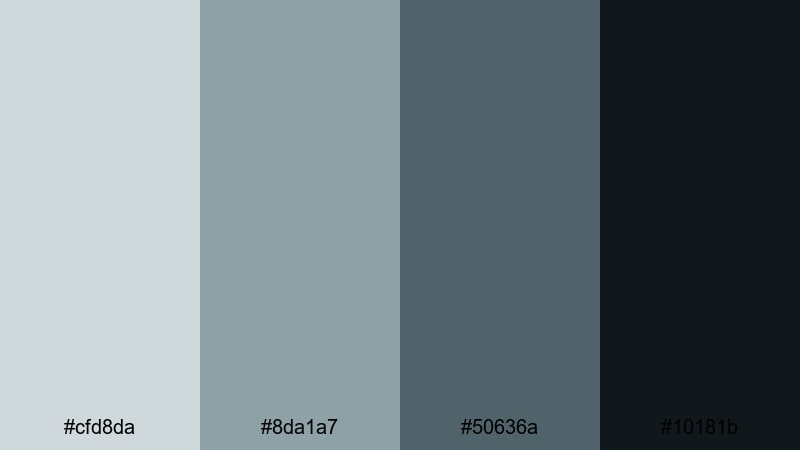 deep channel drama gray green blue color palette with hex codes