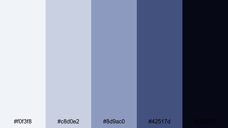 deep cosmos alloy silver blue color palette with hex codes