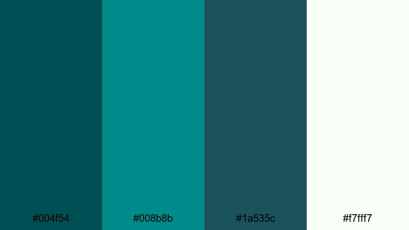 deep current calm dark cyan color palette with hex codes