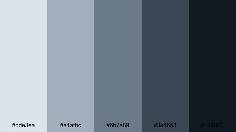 deep current drama blue gray color palette with hex codes