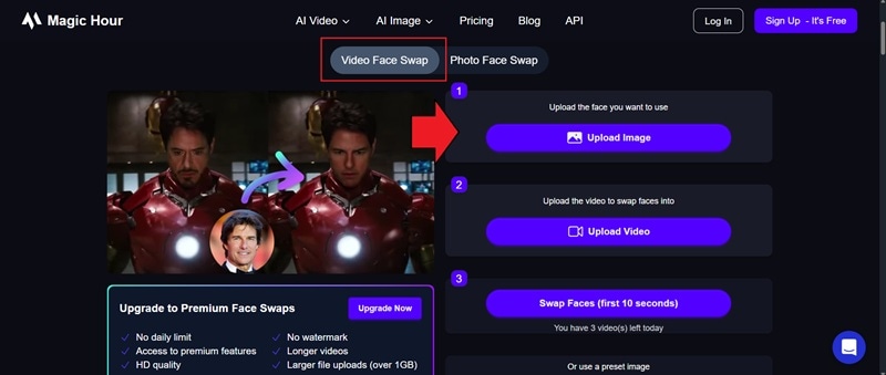 upload face image to use