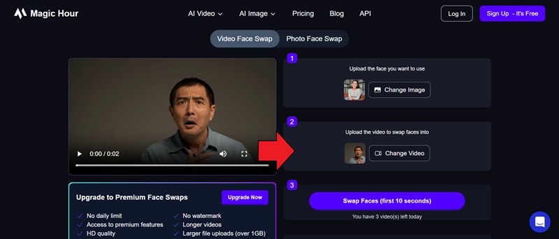upload video for the face swap