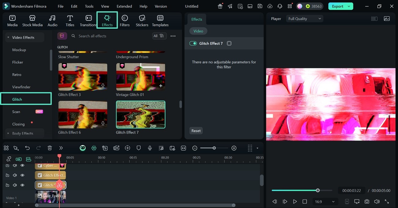 apply glitch filmora desktop