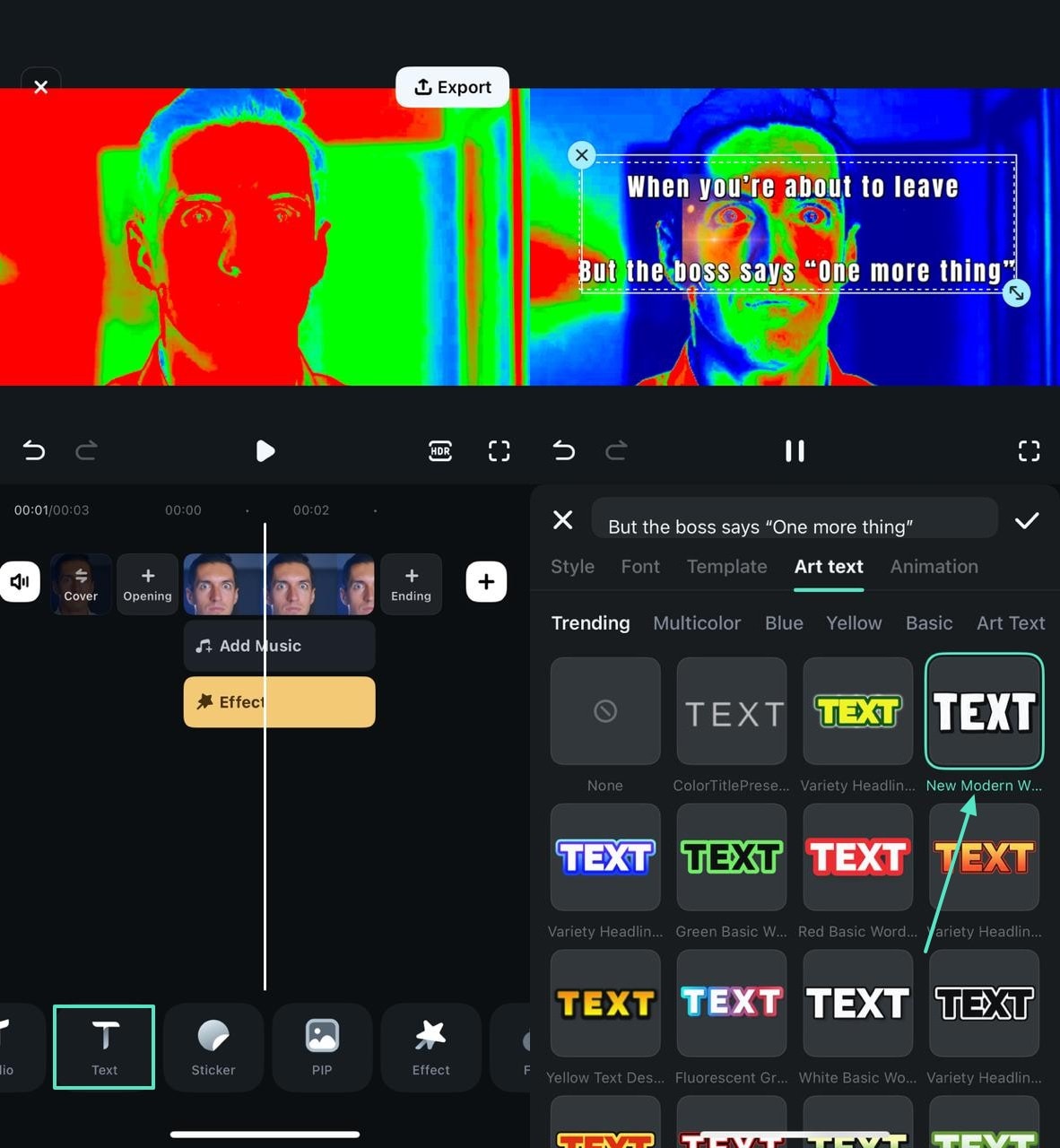 insert text filmora app