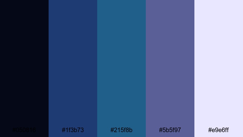 deep indigo tide blue green purple color palette with hex codes