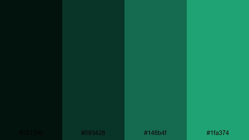 deep jungle monochrome rainforest color palette with hex codes