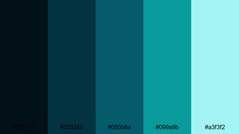 deep ocean documentary green light blue color palette with hex codes