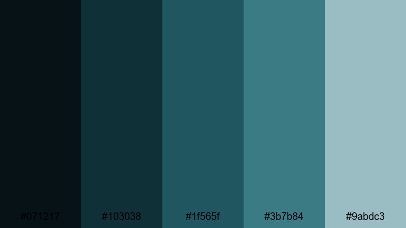 deep ocean narrative teal gray color palette with hex codes
