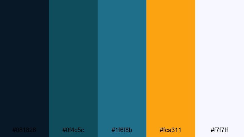 deep ocean spotlight blue coral color palette with hex codes