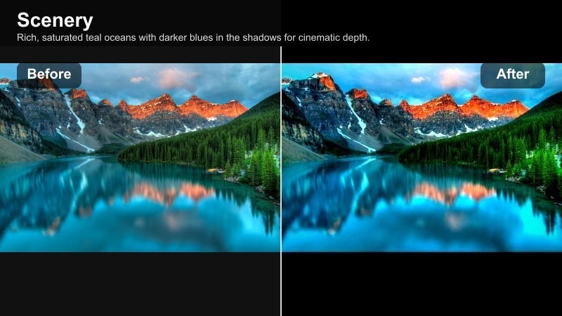 Dramatic teal ocean with dark blue shadows