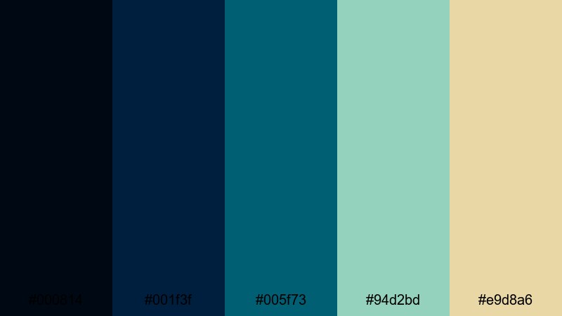 deep ocean thriller dark blue color palette with hex codes